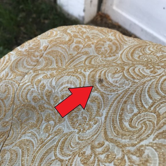 Francis Gale Gold Metallic Brocade Dress Asymmetric Waist Detail Vintage 1960s - Picture 8 of 9